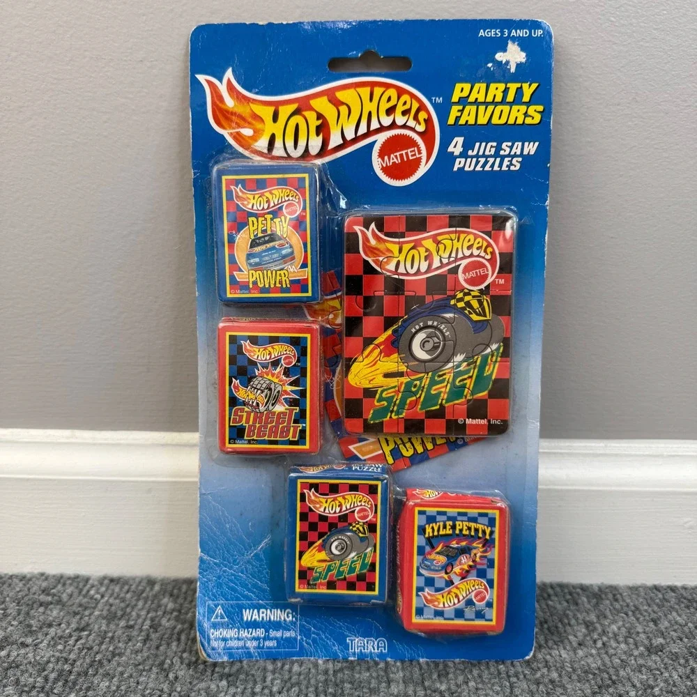 Hot Wheels Party Favors 4 Jigsaw Puzzles Mattel Tara 1997‎ Vintage Toy NIP